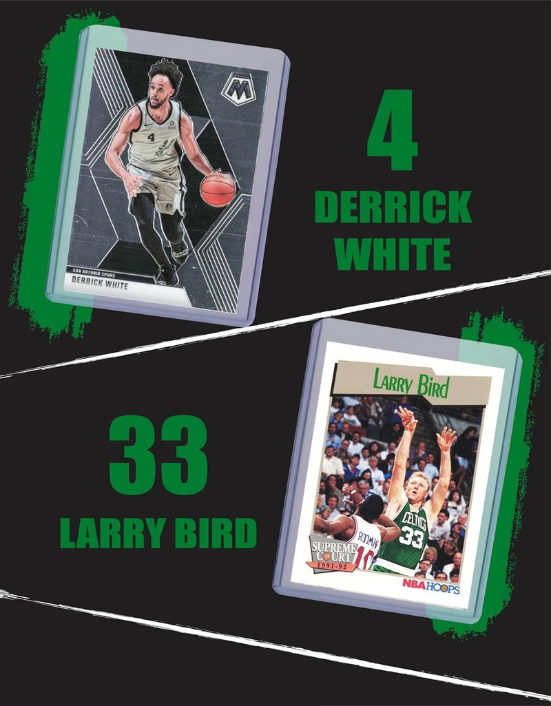 Chaser Boston Celtics Cards: Jayson Tatum, Al Horford, Brown, Porzingis, White, Simons, Pritchard, Bird ASSORTED Basketball Stars & GOATs Trading Card and Wristbands Gift Pack - Image 3